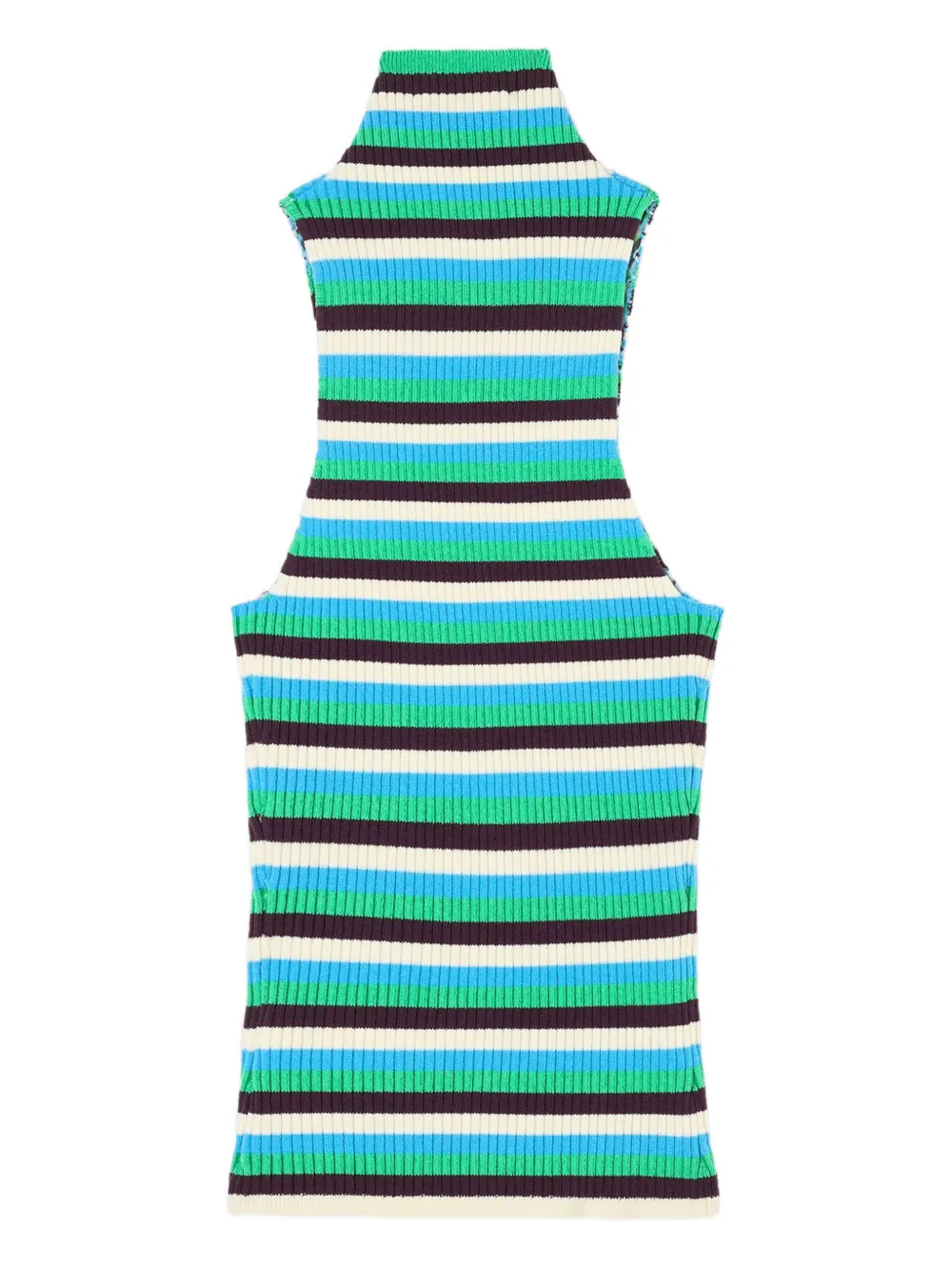 Sunnei Striped High-neck Vest In Green