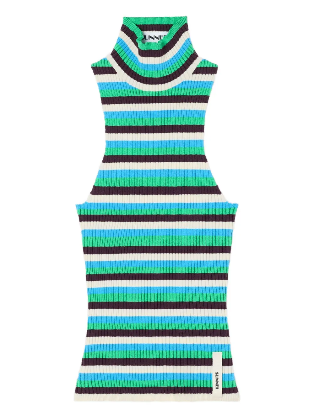 Sunnei Striped High-neck Vest In Green