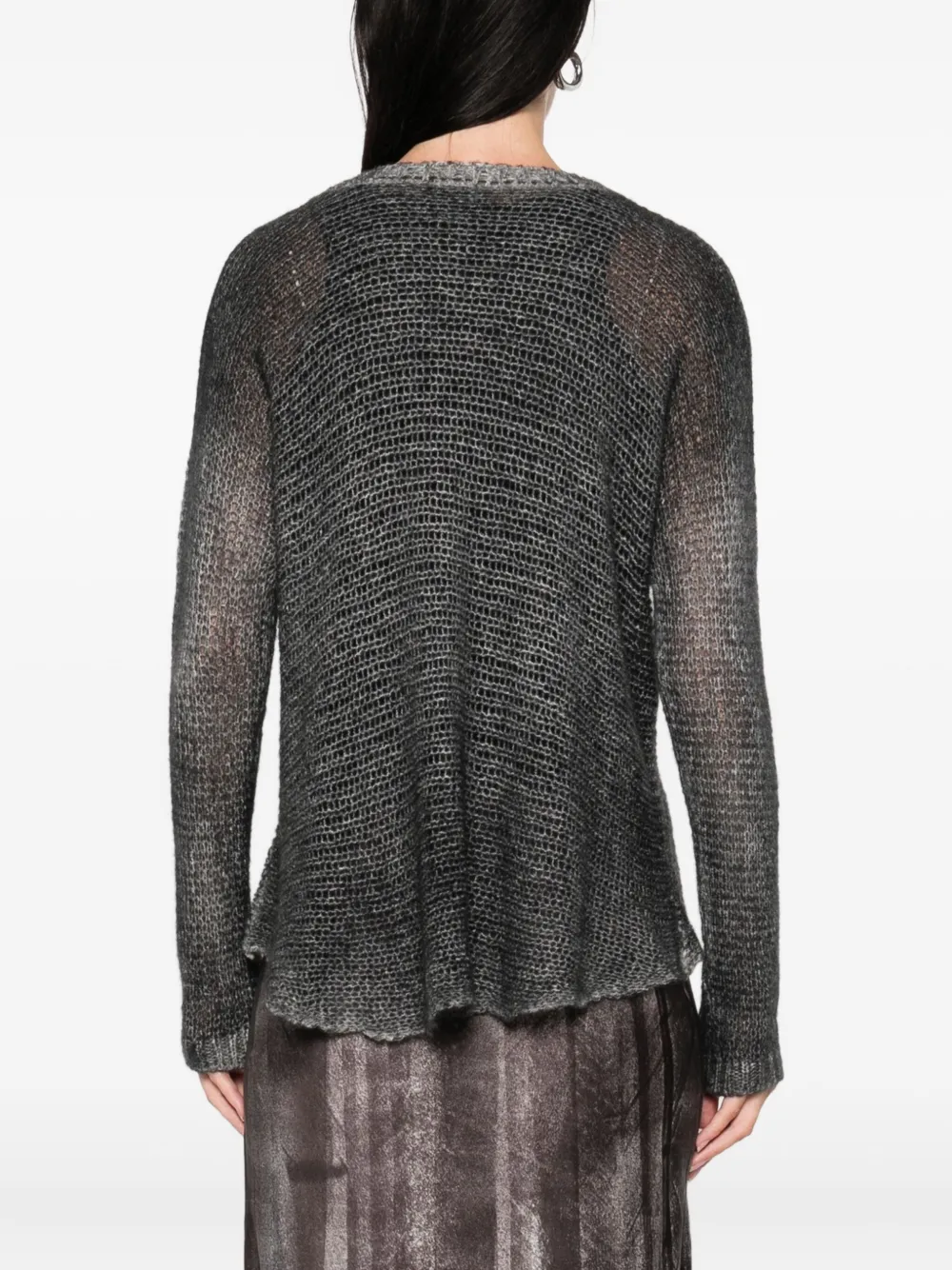 Avant Toi Open-knit Long-sleeve Sweater In Gray