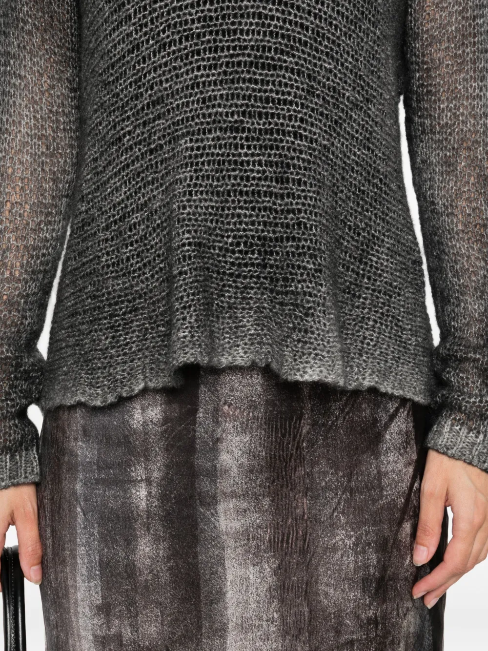 Avant Toi Open-knit Long-sleeve Sweater In Gray
