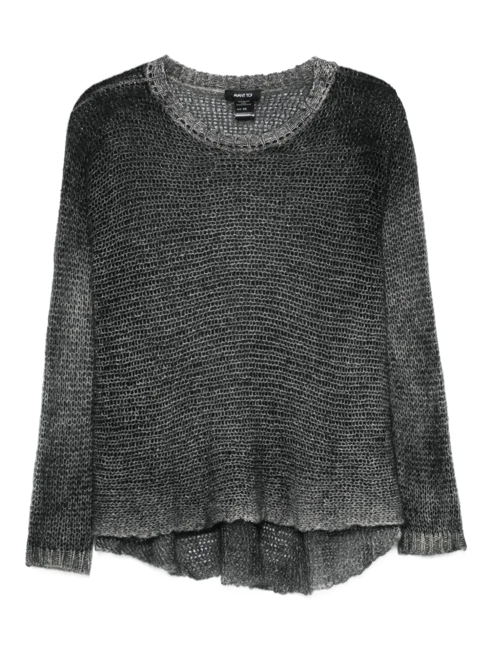 Avant Toi Open-knit Long-sleeve Sweater In Gray