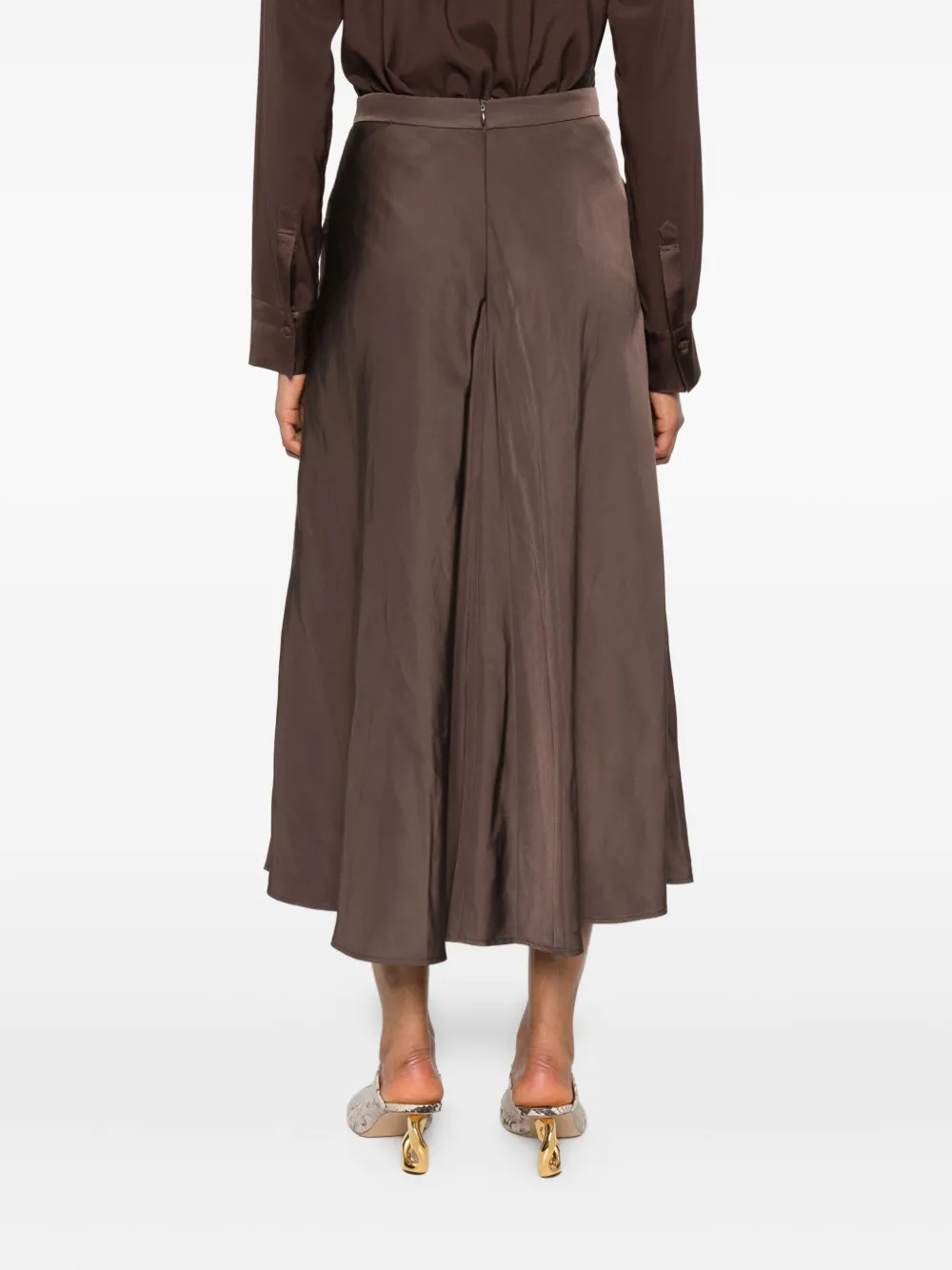 Dorothee Schumacher High-waisted A-line Midi Skirt In Brown
