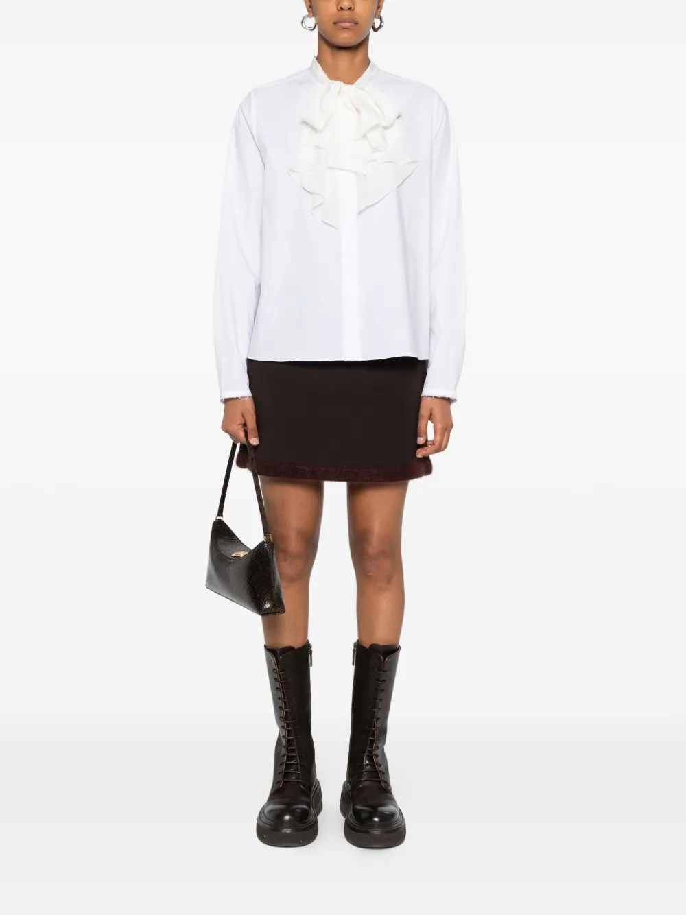 Dorothee Schumacher Draped-bow Ruffled Blouse In White