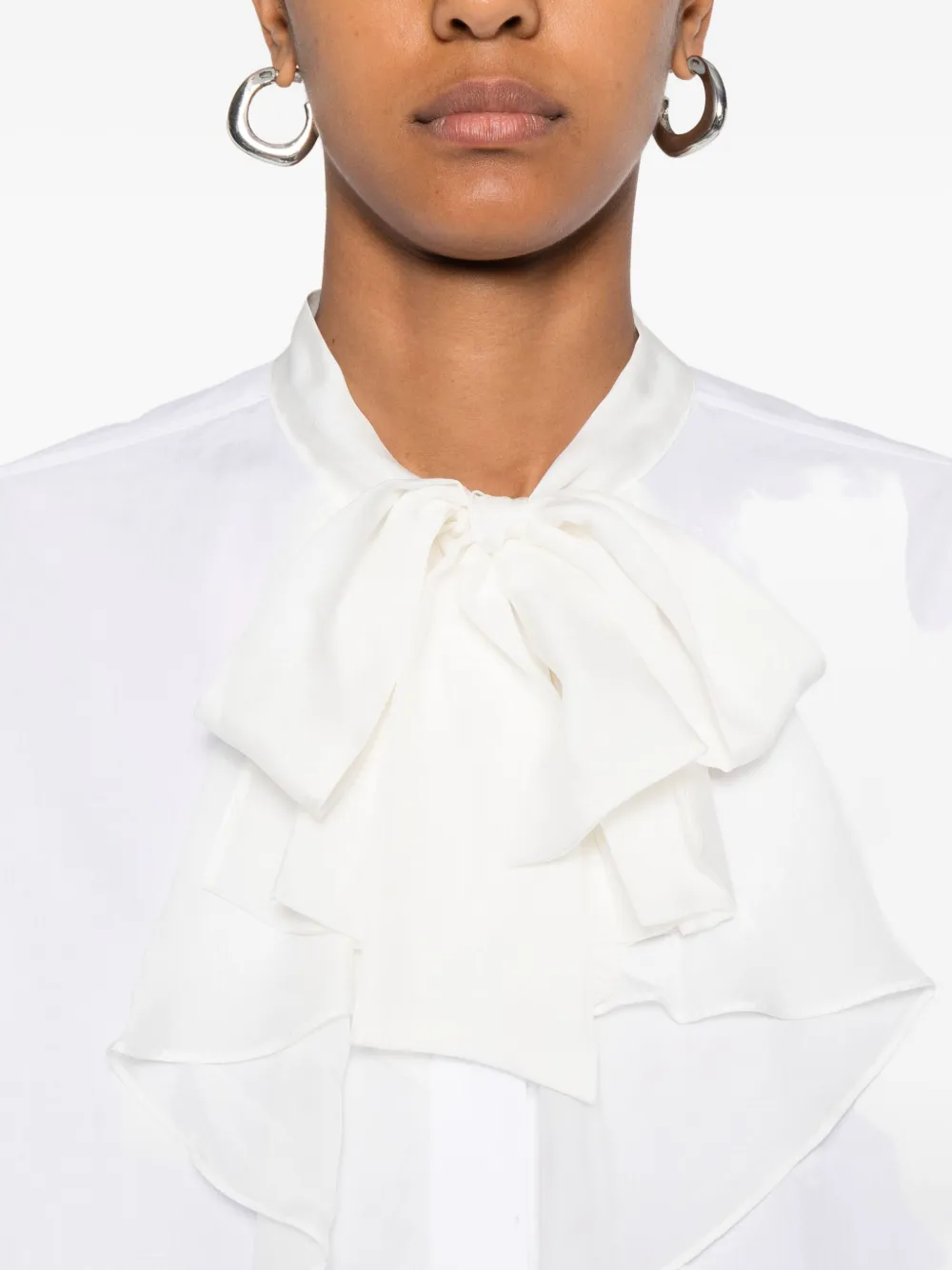 Dorothee Schumacher Draped-bow Ruffled Blouse In White