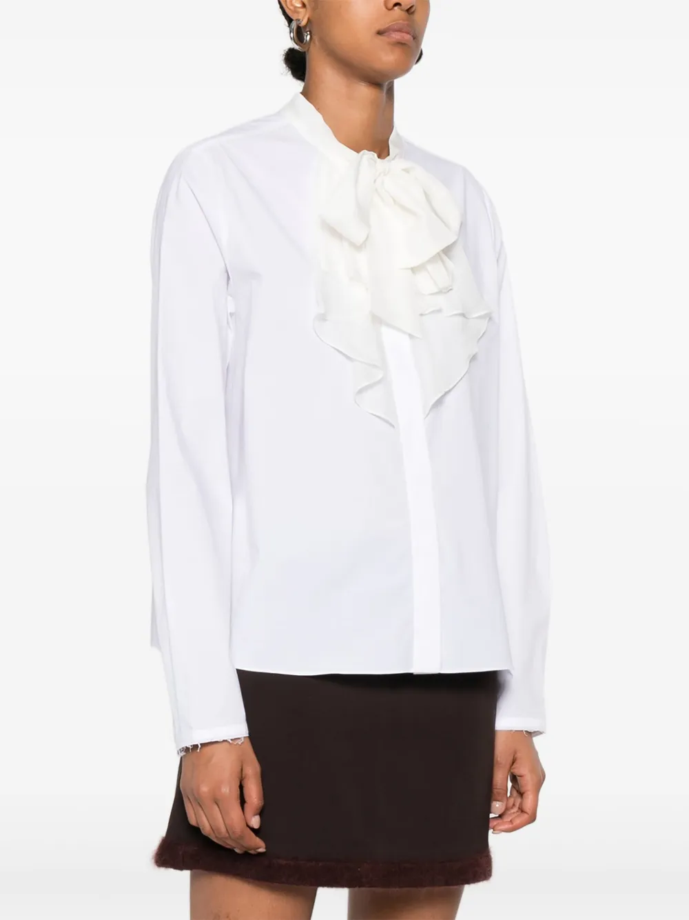 Dorothee Schumacher Draped-bow Ruffled Blouse In White