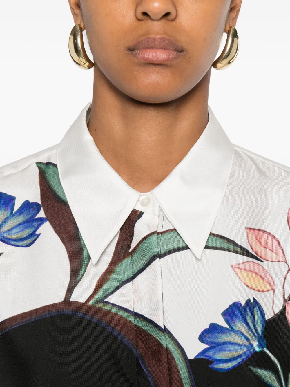 Dorothee Schumacher Silk Twill Blouse With Placement Print In Black