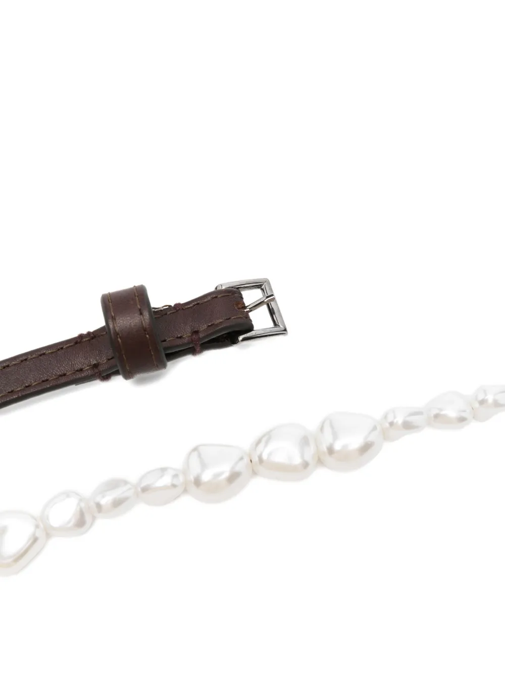 Dorothee Schumacher pearl-embellished leather belt - Bruin