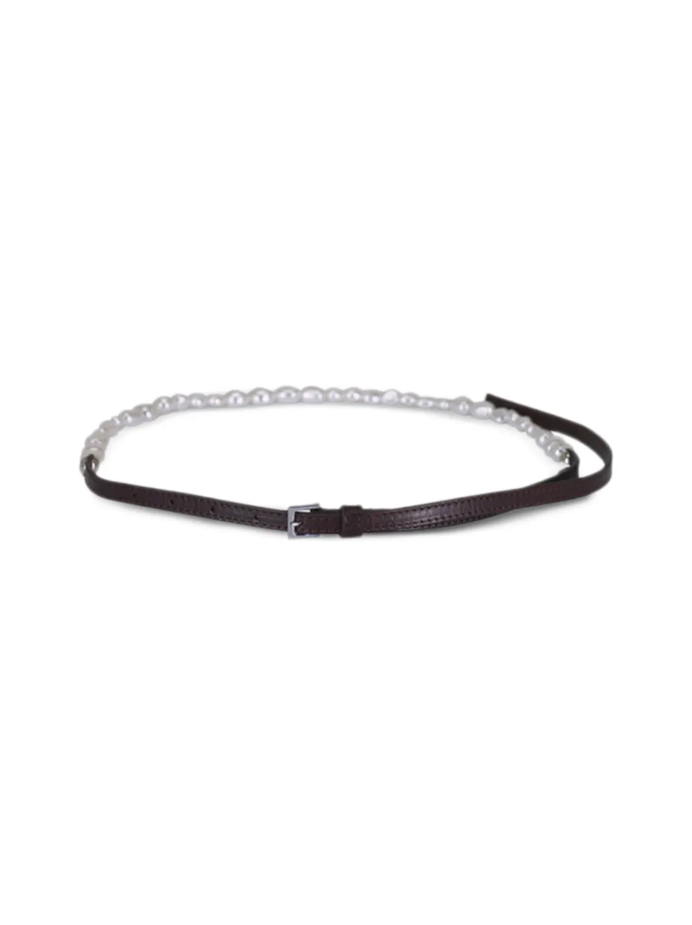 Dorothee Schumacher pearl-embellished leather belt - Marrone