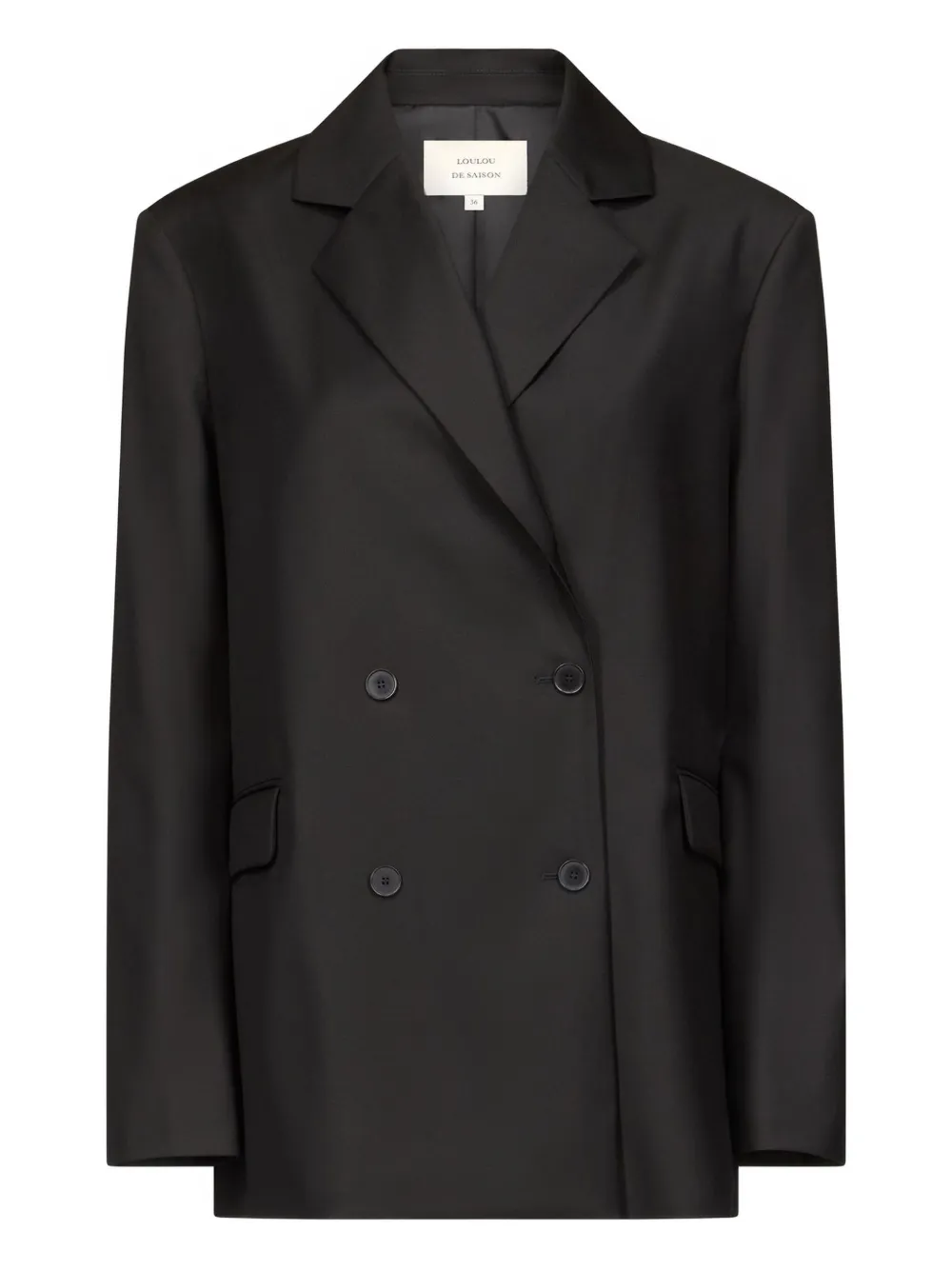Loulou De Saison Double-breasted Notched Lapels Blazer In Black