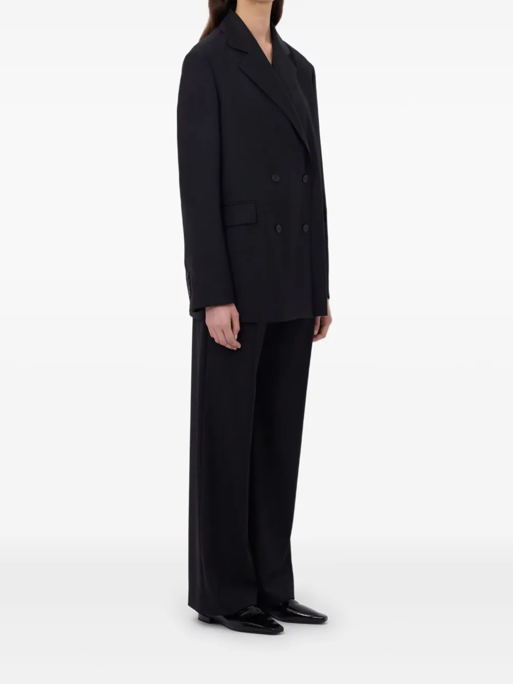 Loulou De Saison Double-breasted Notched Lapels Blazer In Black