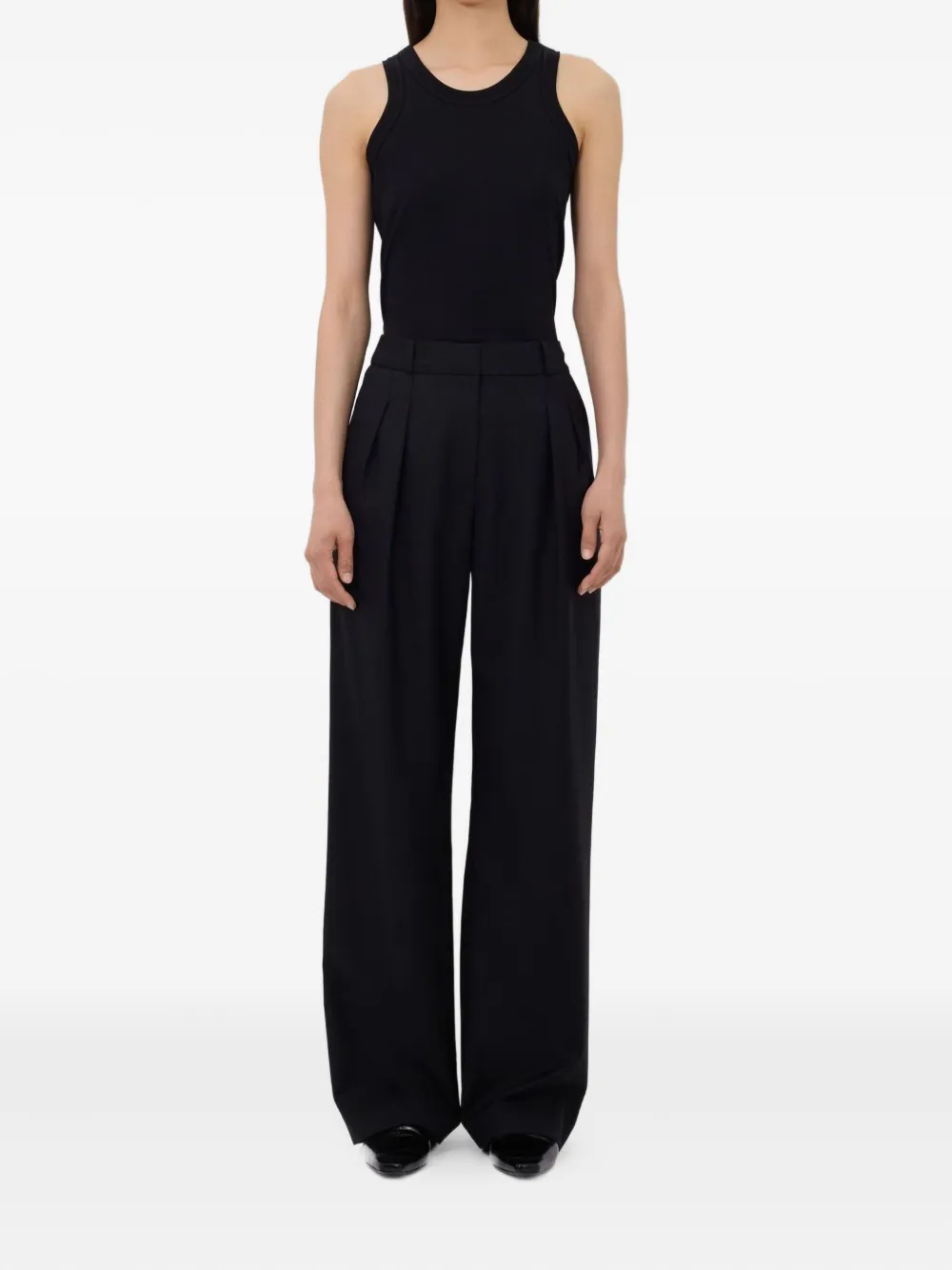 LouLou de Saison Sbiru LDS geplooide flared broek - Zwart