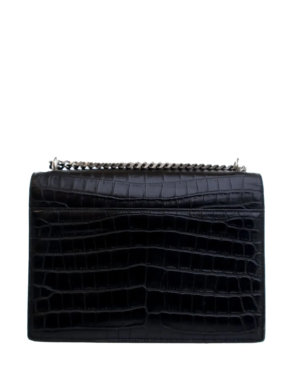 Pre-owned Saint Laurent 2017 Medium Croc Embossed Calfskin Sunset Flap Crossbody Bag