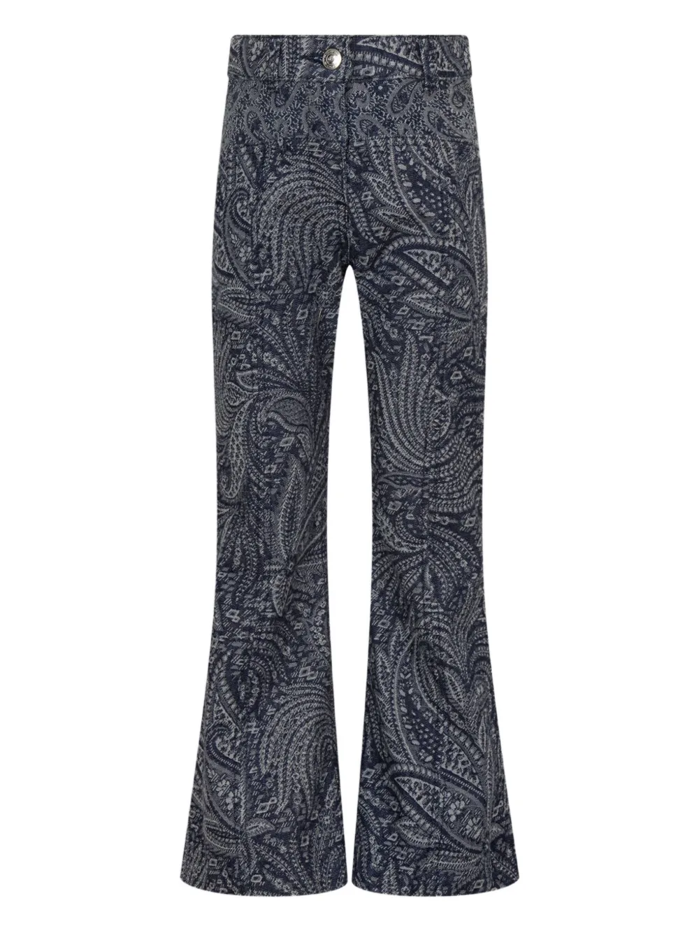 ETRO KIDS paisley jacquard flared jeans Blauw