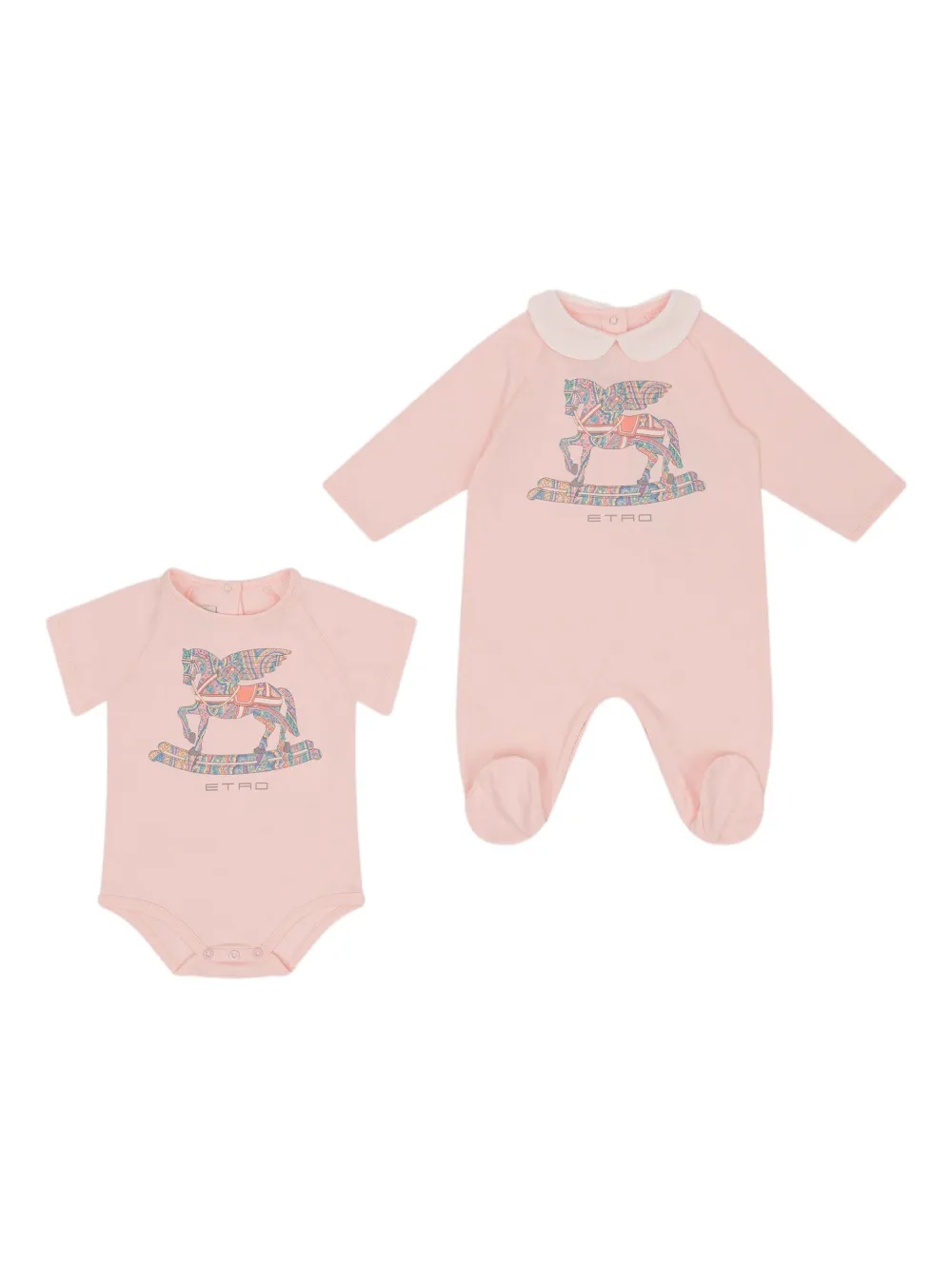 ETRO KIDS Pegasus-print bodysuit set Roze