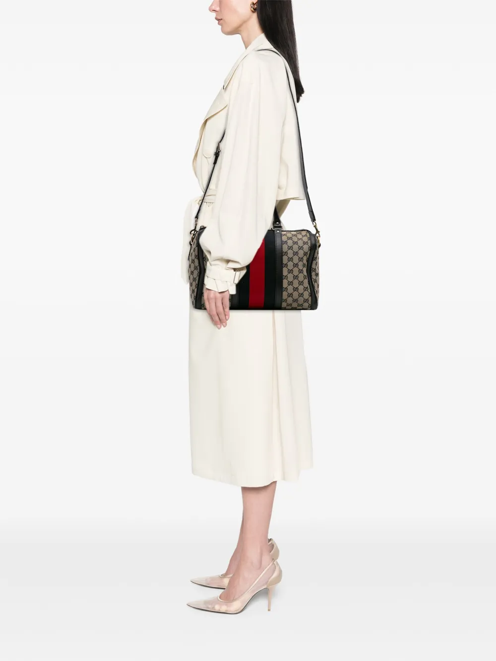 Pre-owned Gucci 2016-2025 Gg Canvas Web Joy Boston Bag Satchel