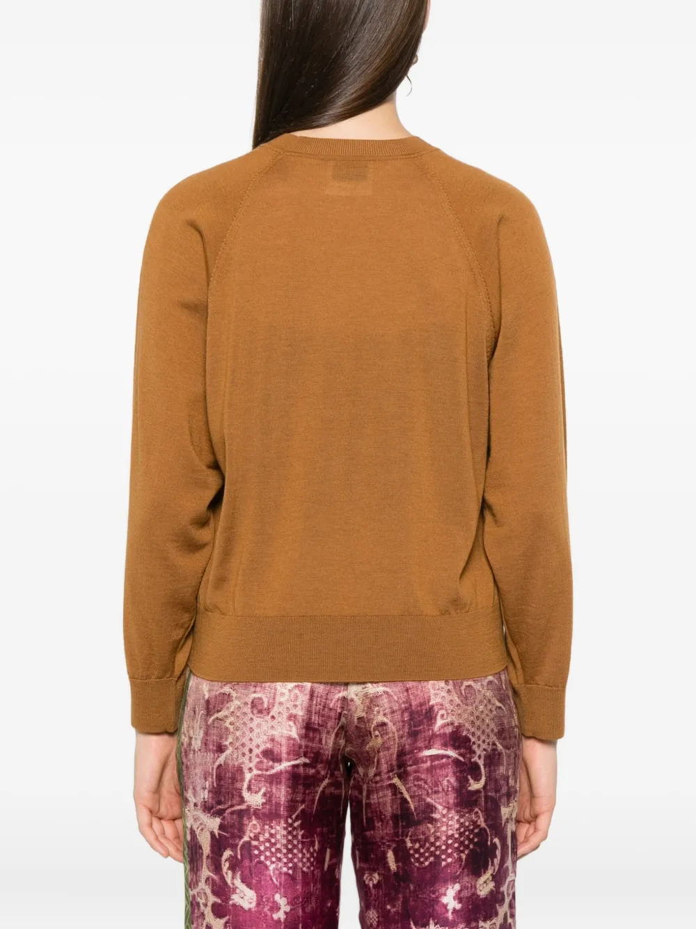 Forte Wollen sweater met raglan mouwen Bruin