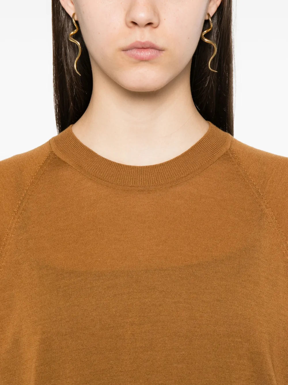 Forte Wollen sweater met raglan mouwen Bruin