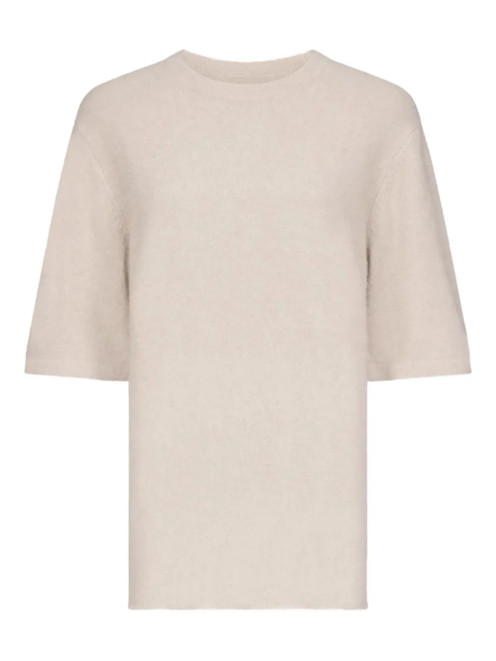 LouLou de Saison Trui met ronde hals en korte mouwen Beige