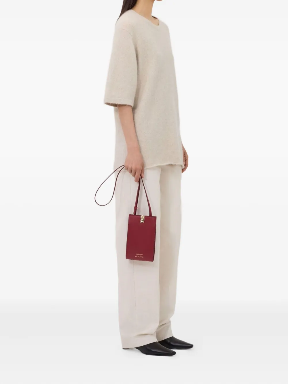 LouLou de Saison Trui met ronde hals en korte mouwen Beige