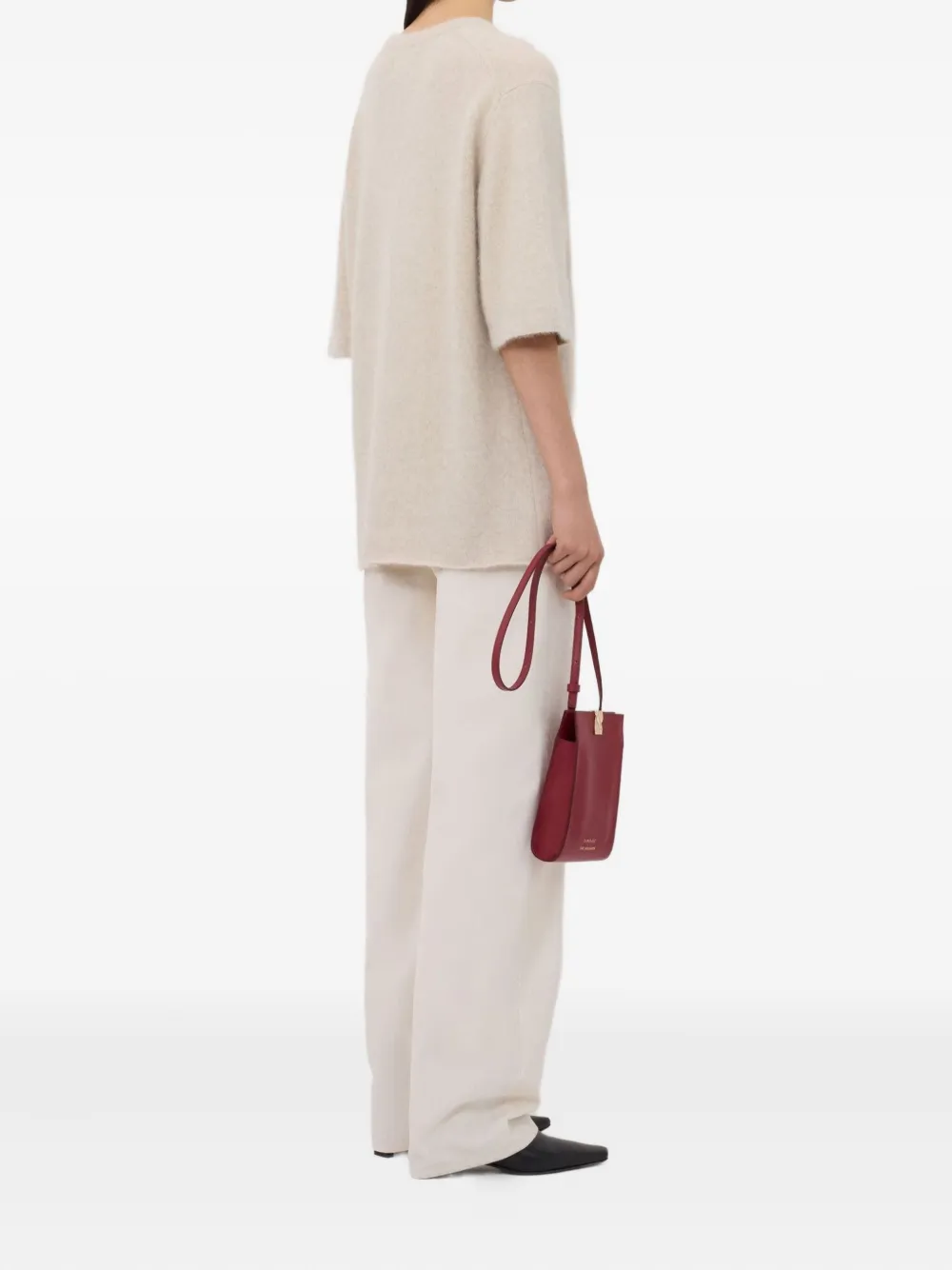 LouLou de Saison Trui met ronde hals en korte mouwen Beige