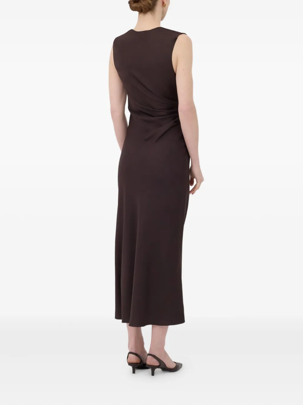 LouLou de Saison Roan draped metal-ornament midi dress Bruin