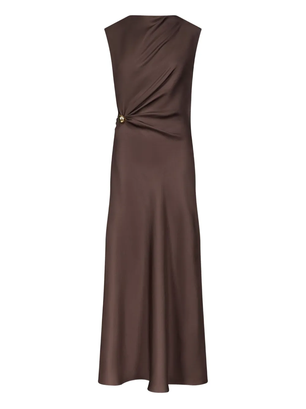 LouLou de Saison Roan draped metal-ornament midi dress Bruin