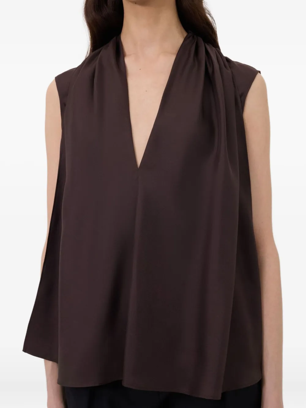 LouLou de Saison Blouse met gesmockte mouwen Bruin