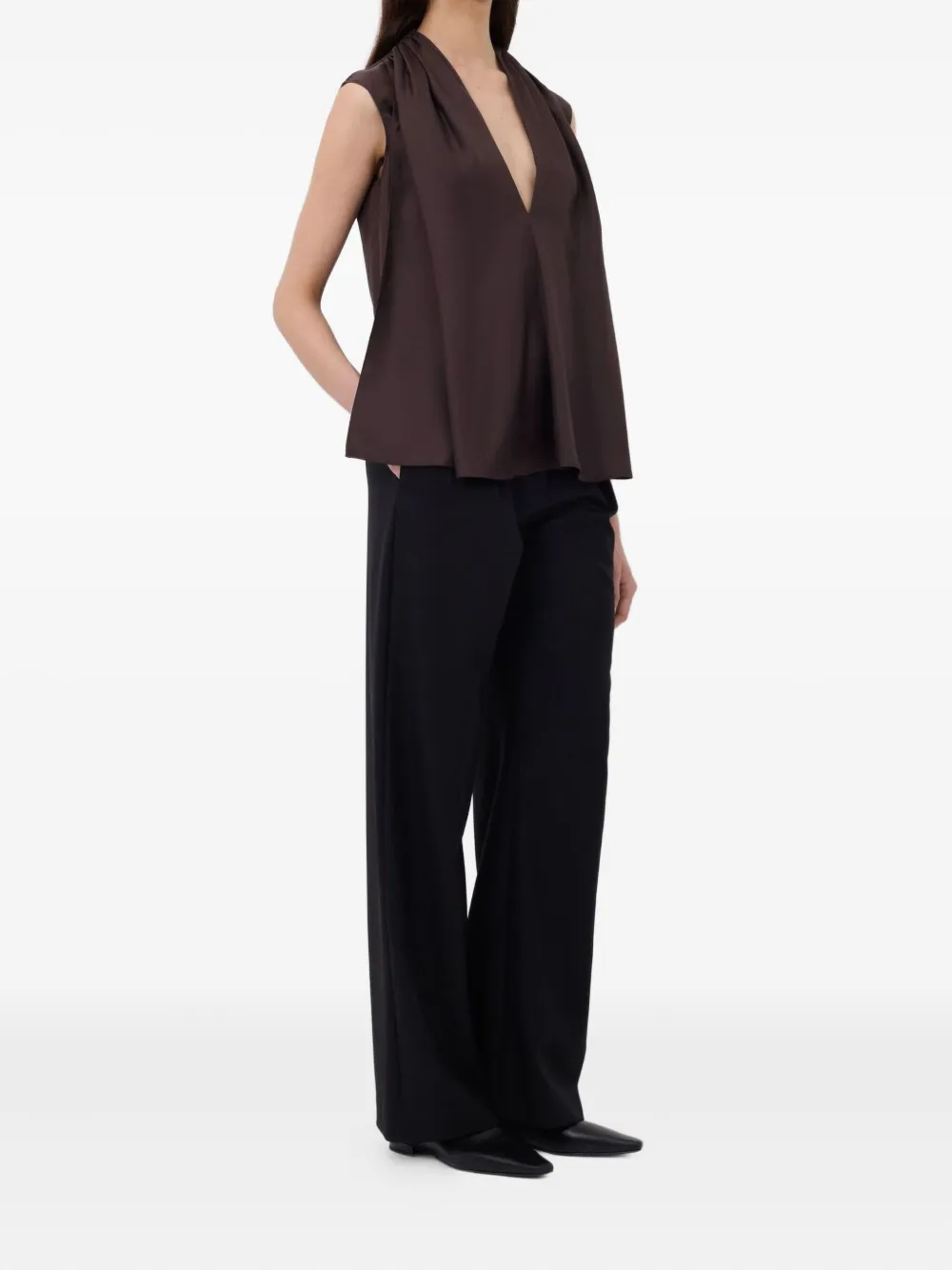 LouLou de Saison Blouse met gesmockte mouwen Bruin