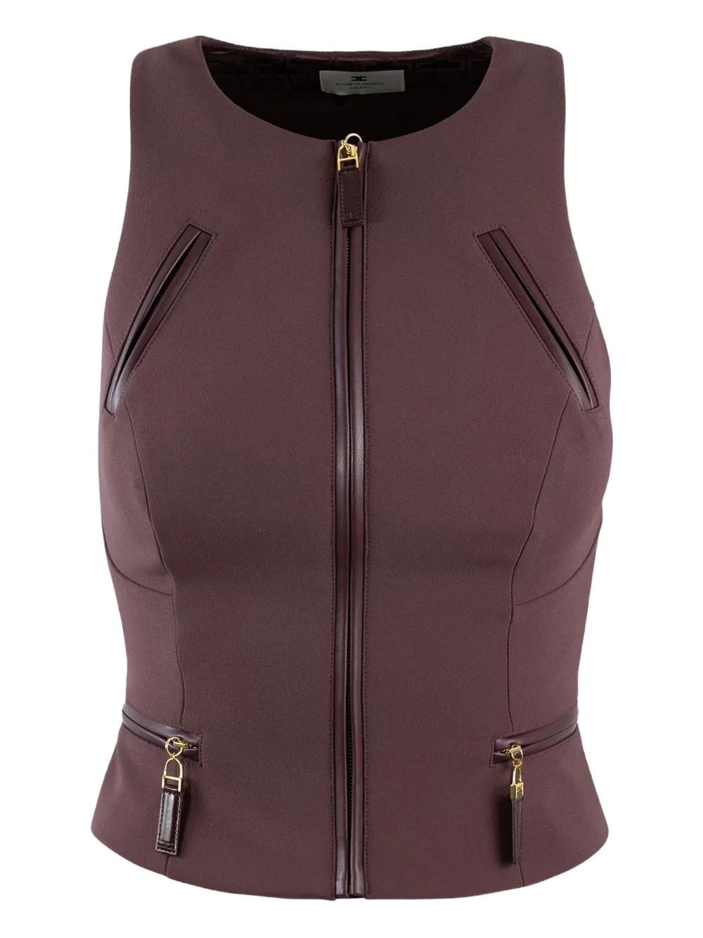 Elisabetta Franchi zip-up sleeveless top Rood