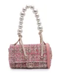 CHANEL Pre-Owned 2019 Mini Tweed Pearl Top Handle Flap satchel - Pink