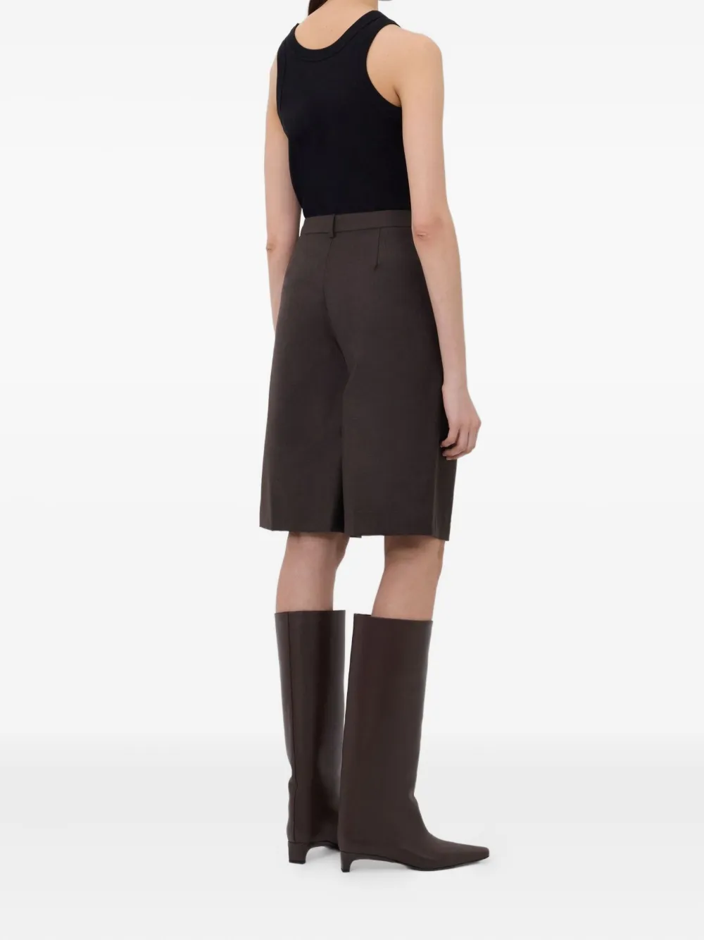 Loulou De Saison Adler Pleat-detail Side-pocket Shorts In Brown