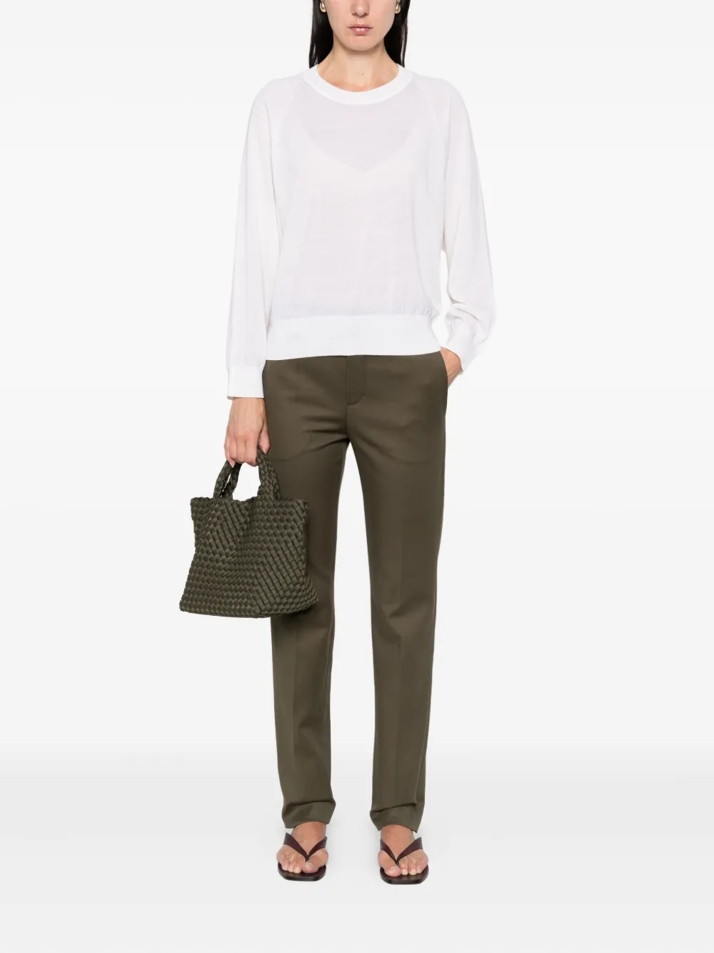 Forte Wollen top met raglan mouwen Beige