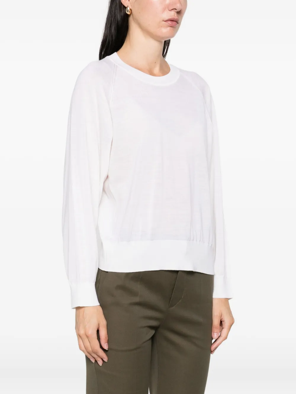 Forte Wollen top met raglan mouwen Beige
