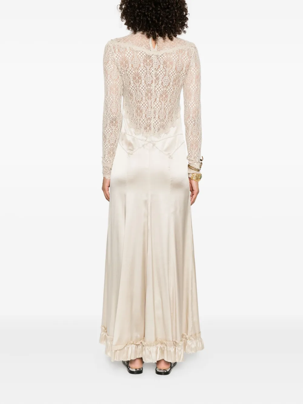Isabel Marant Lace Ruffle-detail Dress In Neutral