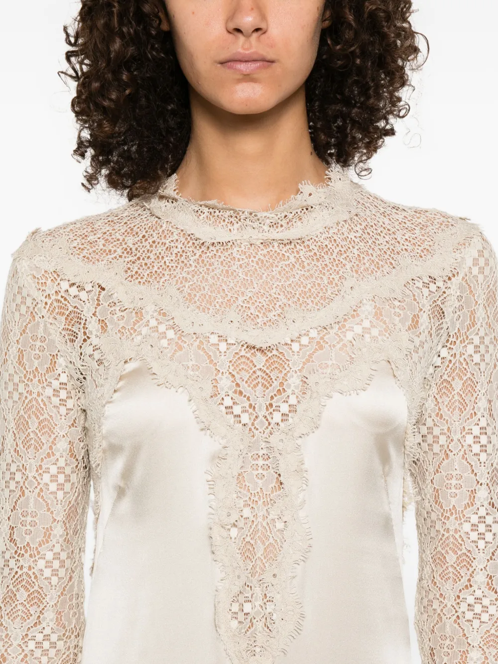 Isabel Marant Lace Ruffle-detail Dress In Neutral