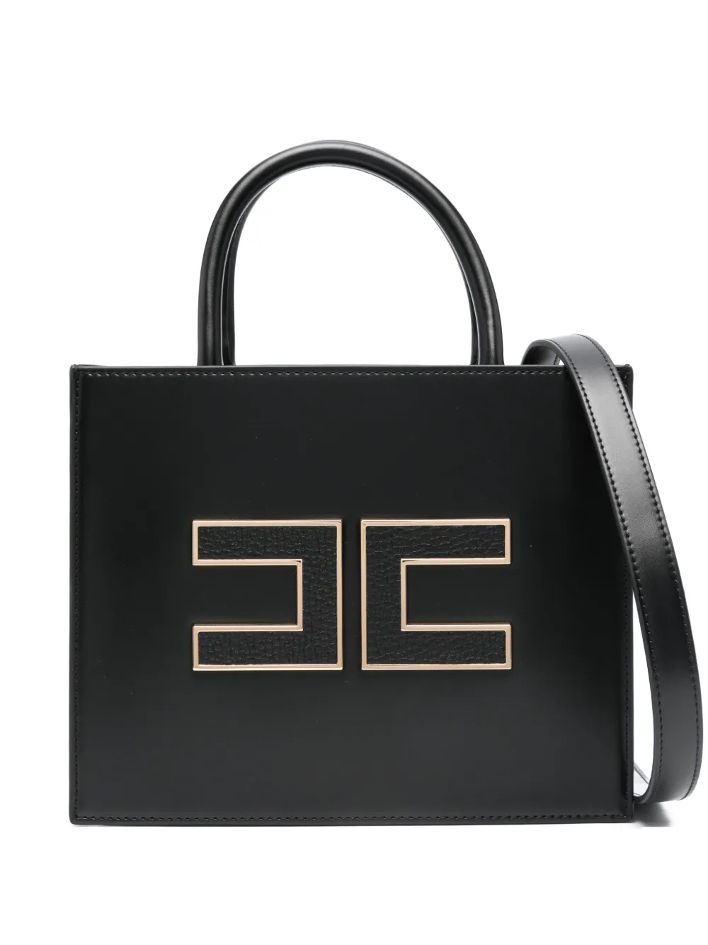 Elisabetta Franchi Shopper met logoplakkaat Zwart