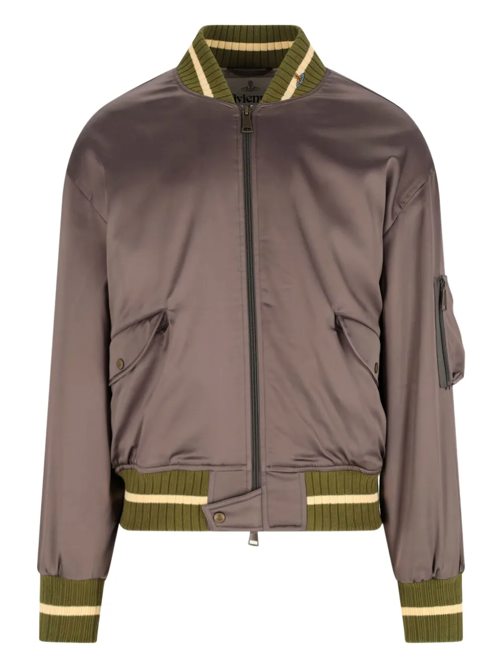 Vivienne Westwood zip-fastening ribbed-trim bomber jacket Beige