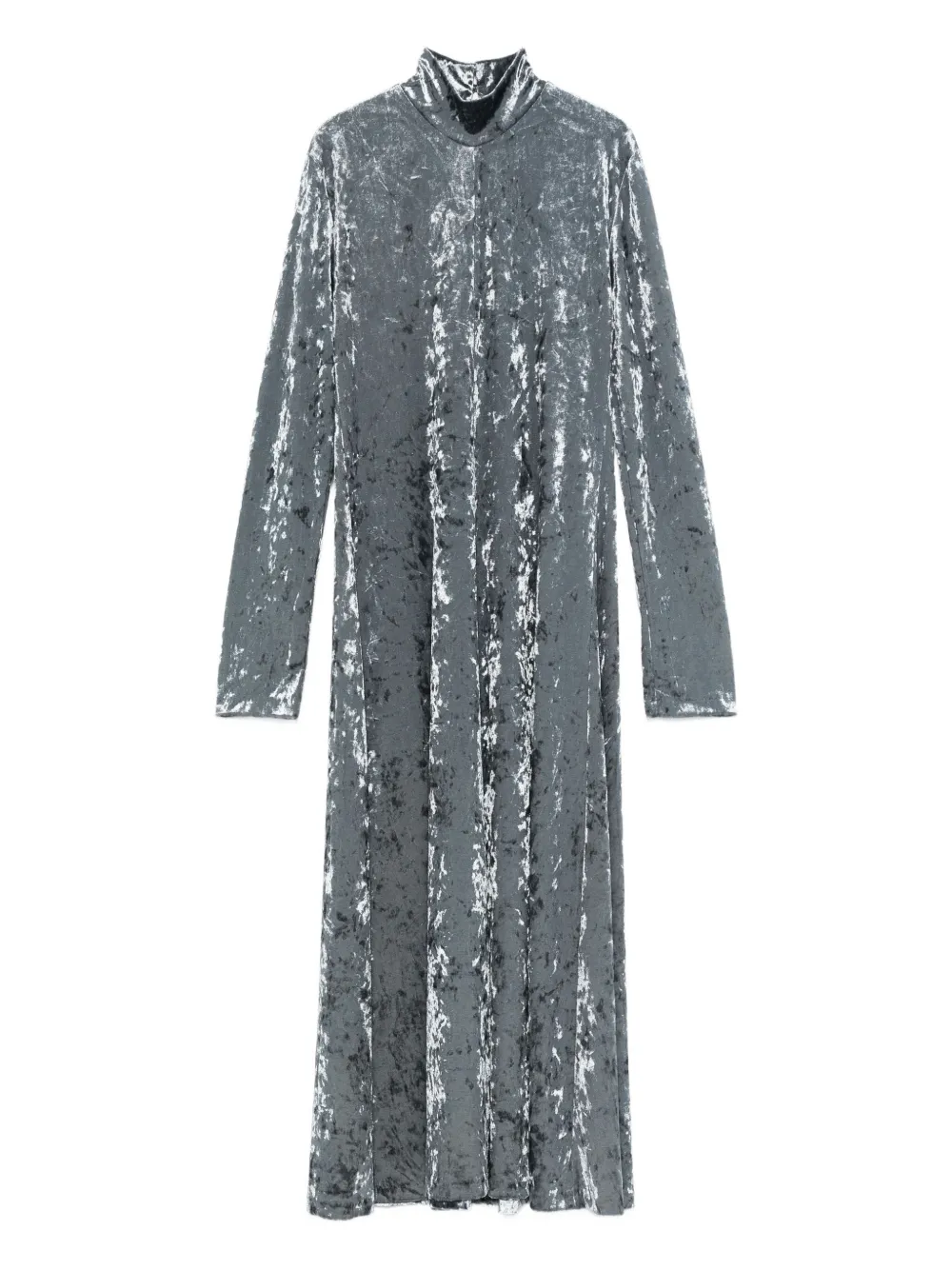 Forte Forte Iridescent Stretch Velvet Turtleneck Dress In Gray