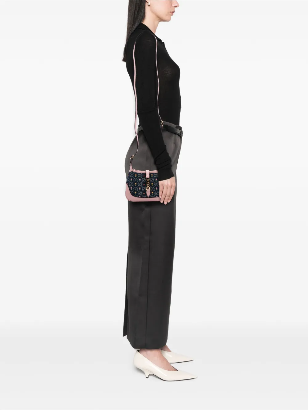 Gucci Pre-Owned 2016-2025 Limited Edition Mini GG Embroidered Denim Floral Jackie 1961 crossbody bag | Pre-Owned | Image 2
