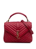 Saint Laurent Pre-Owned 2016 Medium Chevron Sheepskin Monogram College Bag satchel - Red