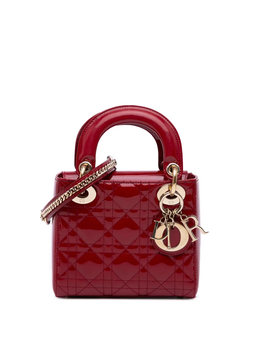 Christian Dior Pre-Owned 2018 Mini Patent Cannage Lady Dior satchel - Christian Dior Pre-Owned 2018 Mini Patent Cannage Lady Dior satchel -