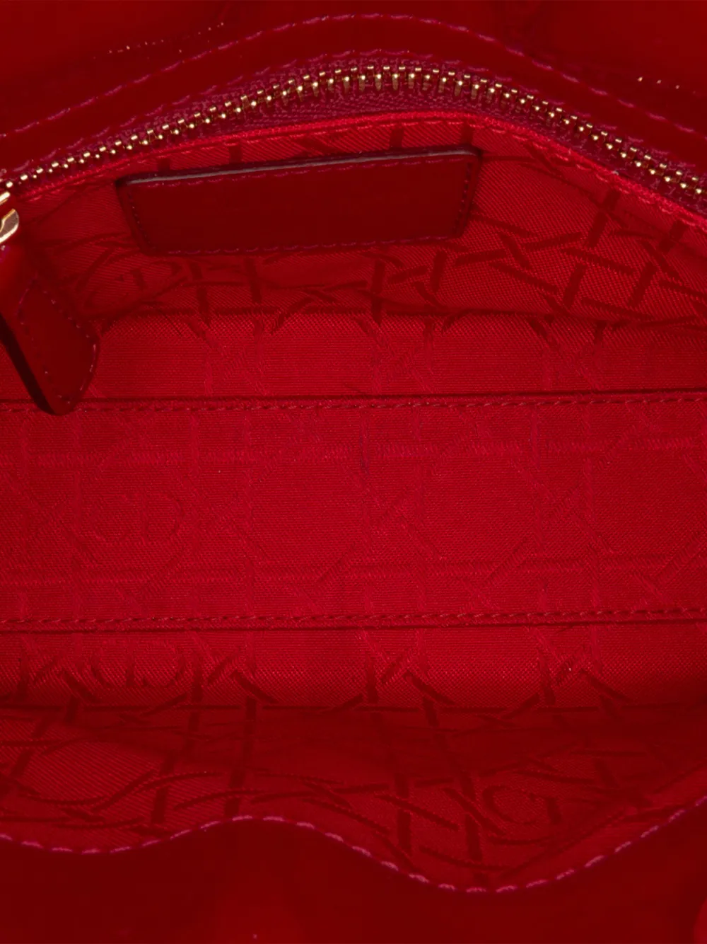 Pre-owned Dior 2018 Mini Patent Cannage Lady Satchel In Red