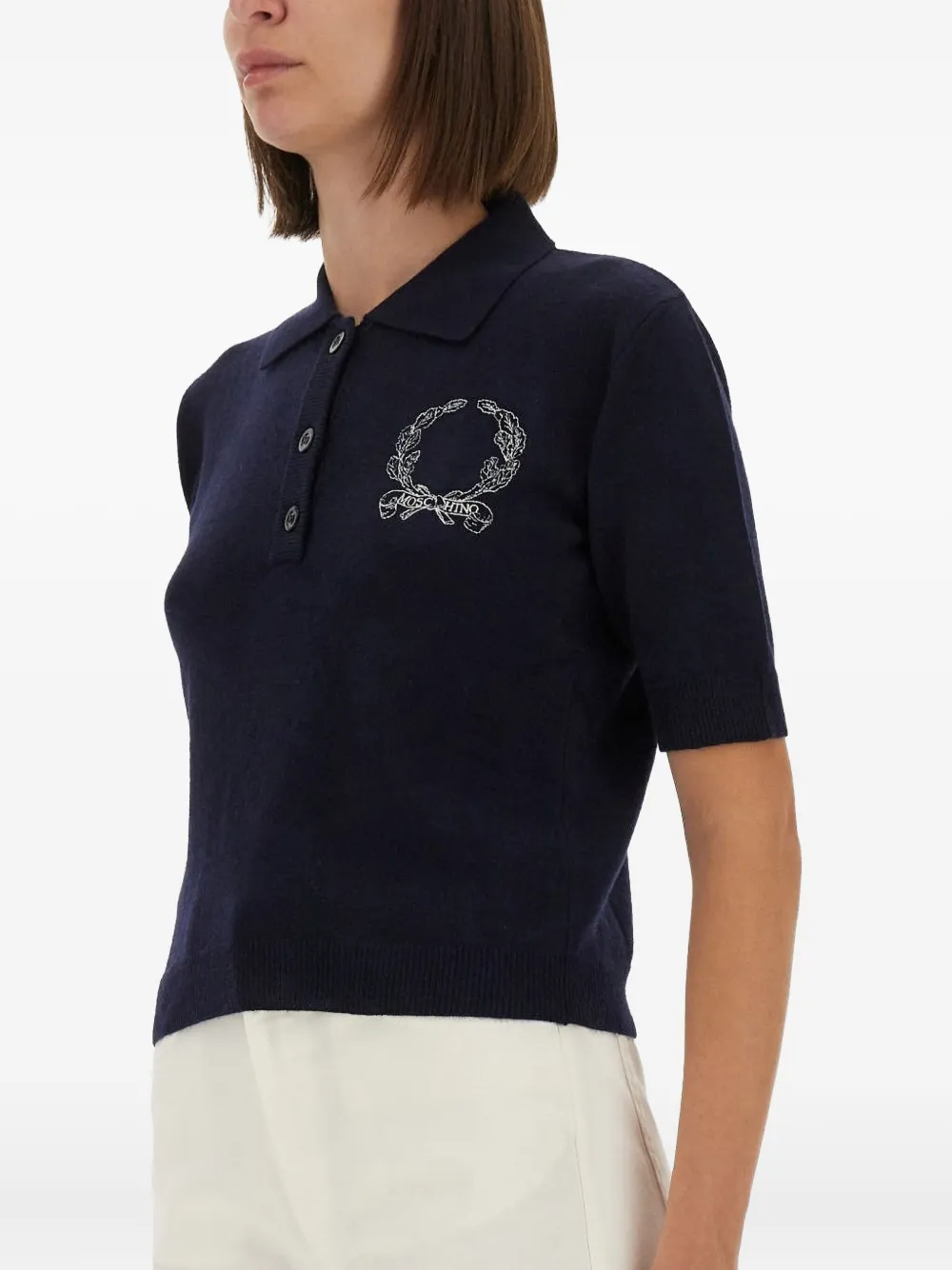 Moschino Polotop met geborduurd logo Blauw