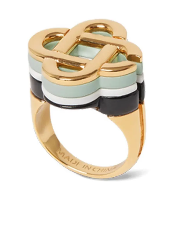 Casablanca enamel-detailed Logo Ring | Gold | FARFETCH NZ