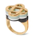 Casablanca enamel-detailed logo ring - Gold