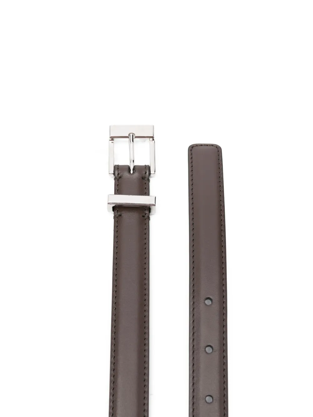 KHAITE leather square-buckle belt Bruin