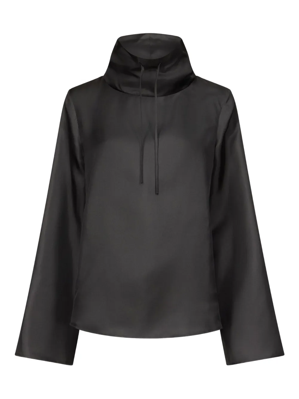 LouLou de Saison Blouse met trekkoordhals en lange mouwen Zwart