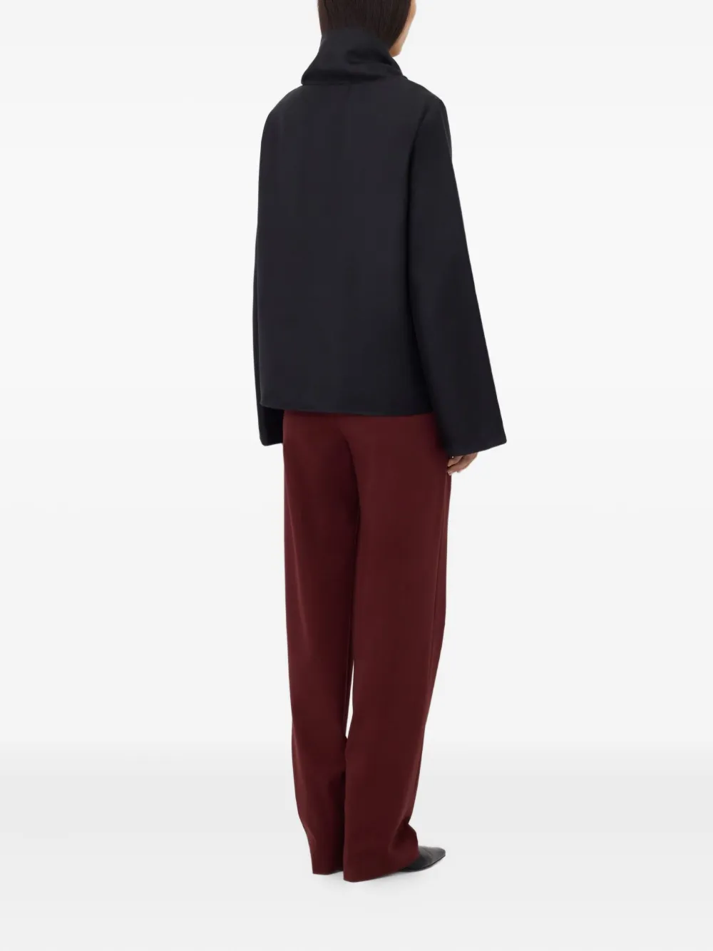 LouLou de Saison Blouse met trekkoordhals en lange mouwen Zwart