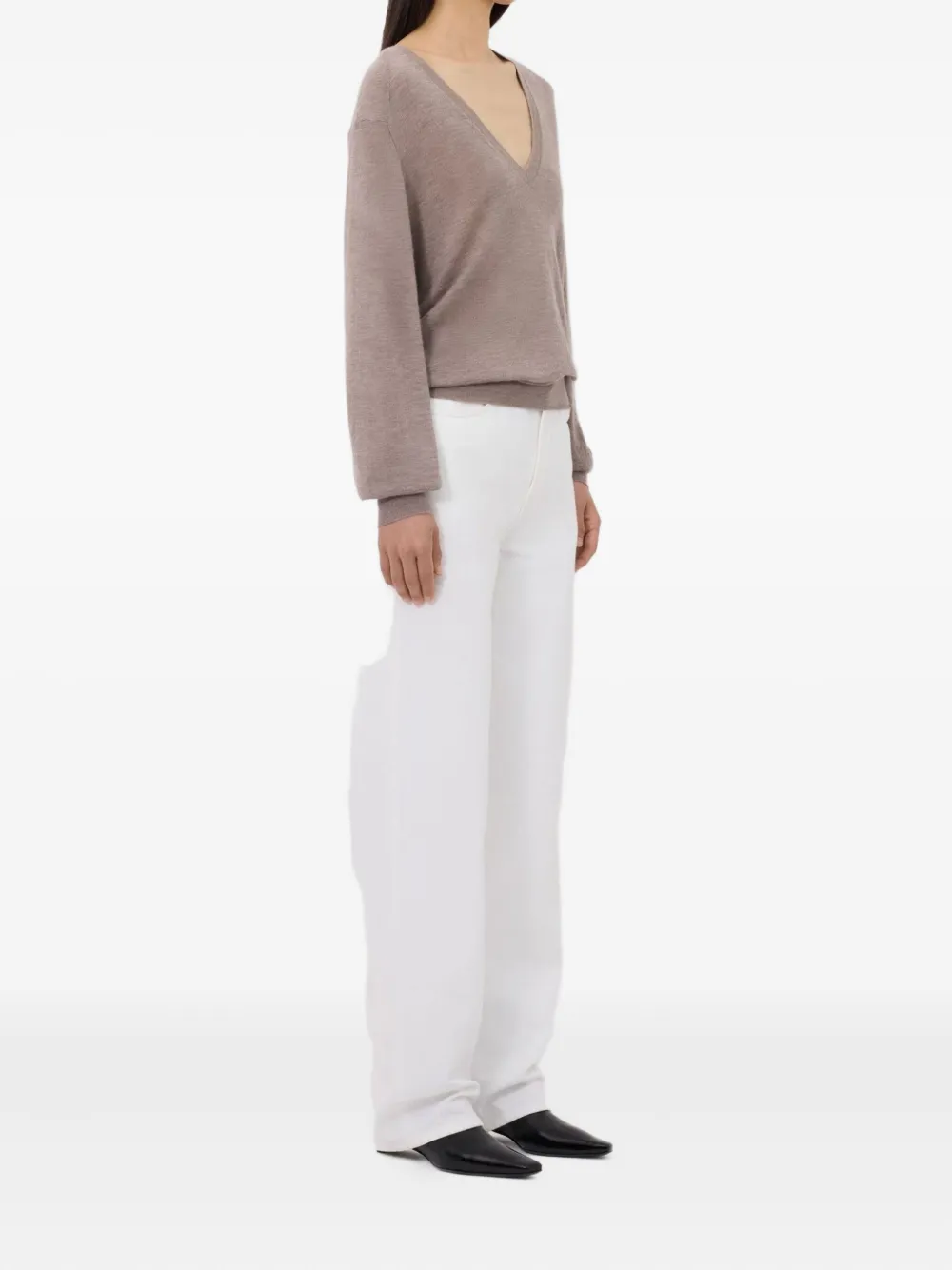 LouLou de Saison Julio V-neck cashmere sweater Bruin