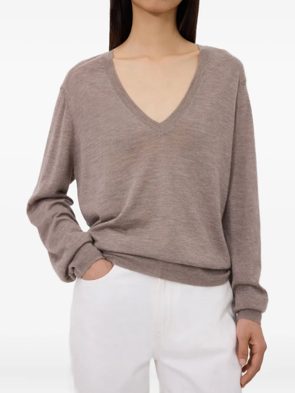 LouLou de Saison Julio V-neck cashmere sweater Bruin